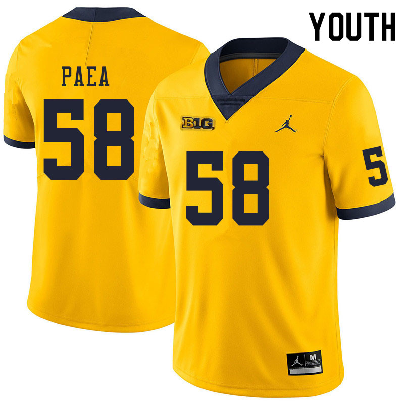 Youth #58 Phillip Paea Michigan Wolverines College Football Jerseys Sale-Yellow